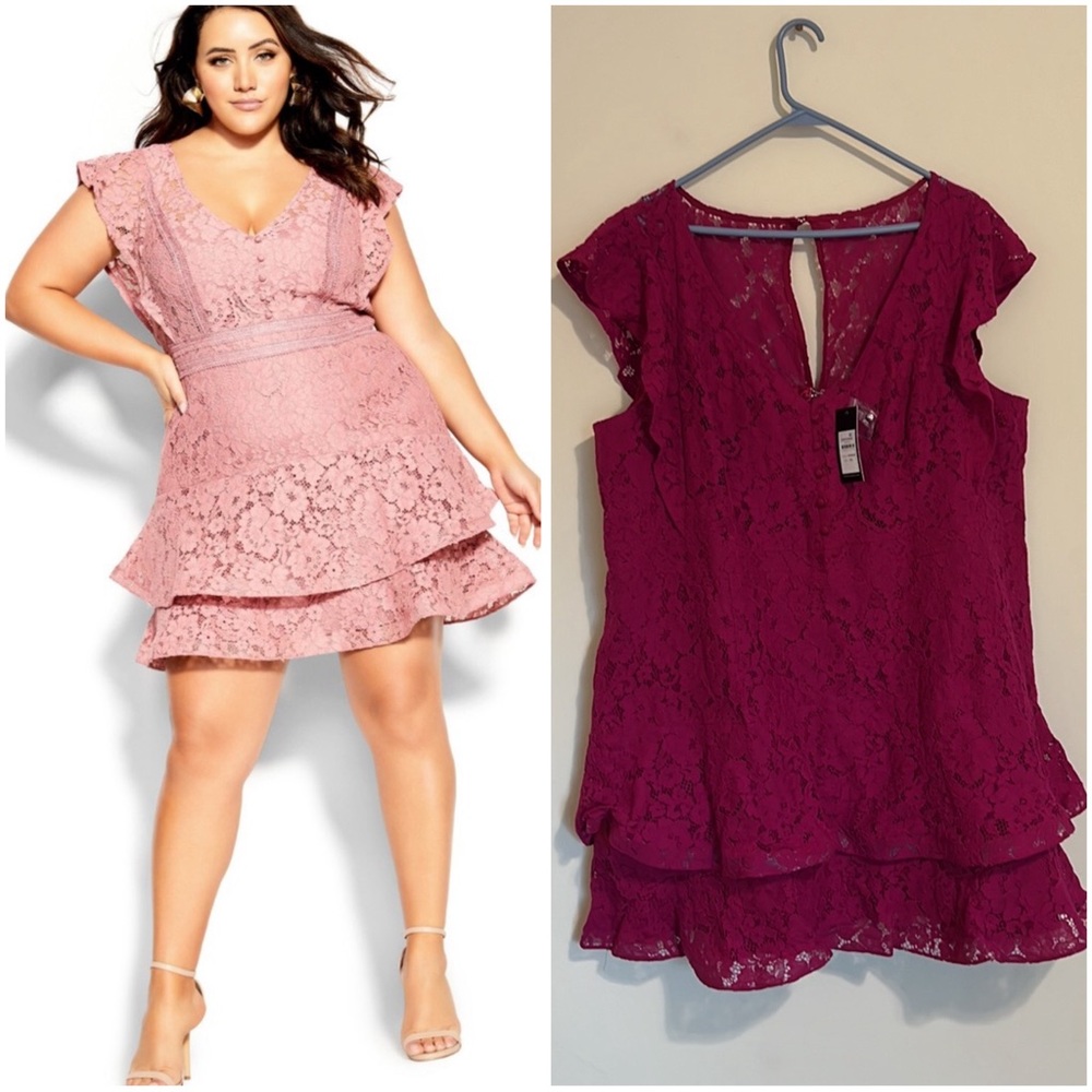 NEW City Chic Sienna plus size Women's Lace size 24 (XXL) Framboise
